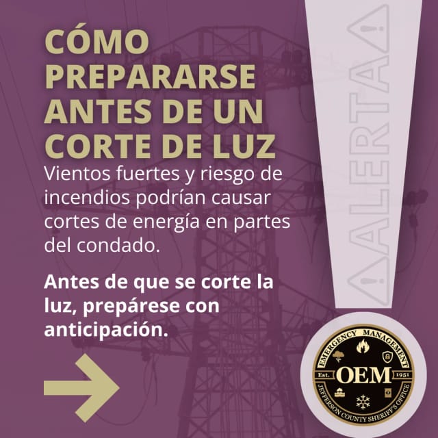 Power outage preparation. Strong winds and fire risk could cause power outages in parts of the county.