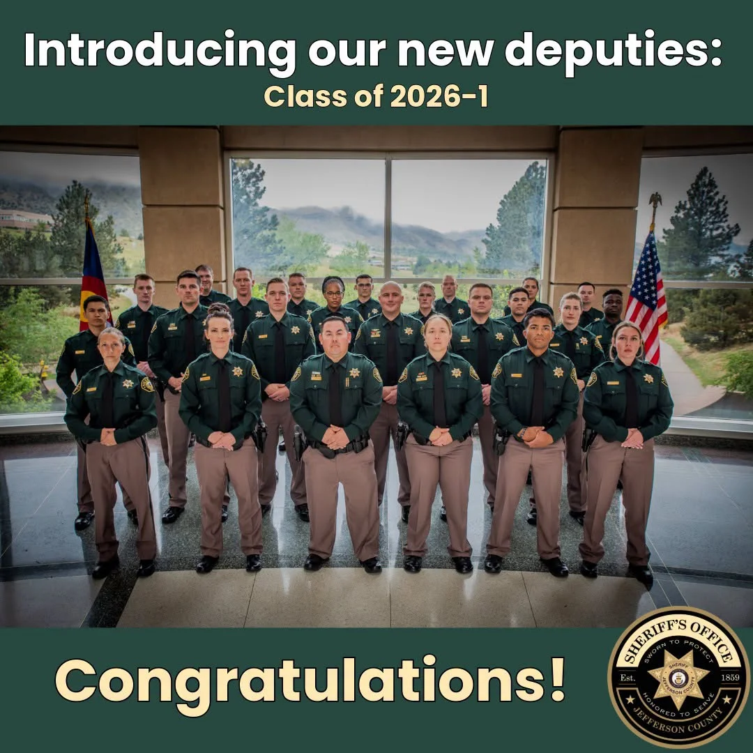 The 24 POST graduates of JCSO and Lakewood Combined Regional Academy Class 2026-1 standing in formation in their new uniforms