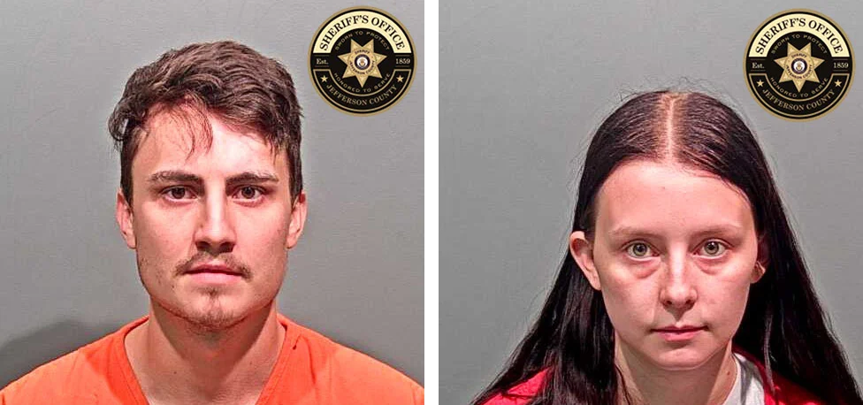 Booking photos of Steven Simpson (left) and Corryn Simpson (right)
